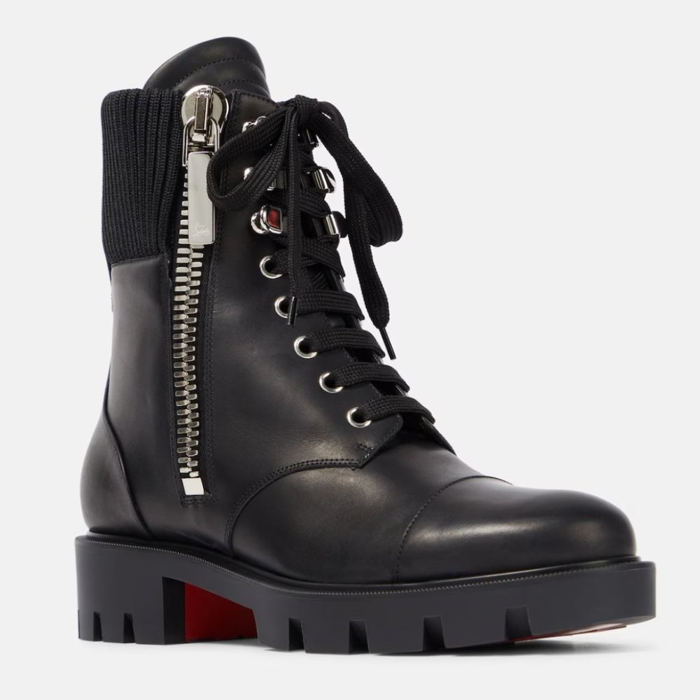 Christian Louboutin - En Hiver Lug Leather Combat Boots - Size  - LIKE NEW